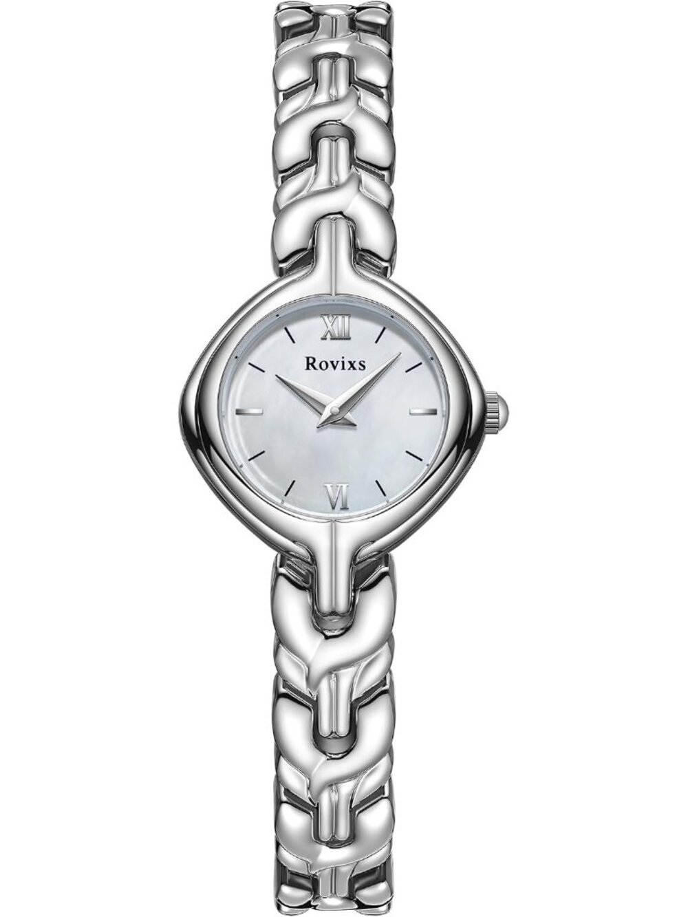 Women's Silver White Small Vintage Quartz Japanese Movement Elegant Dress Watch